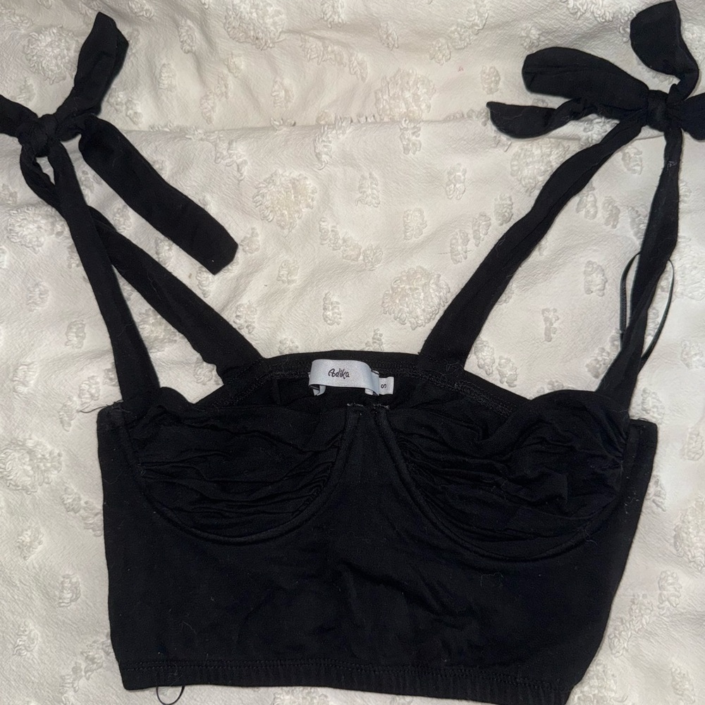Adika Black Sleeveless Crop Bustier Tank Top